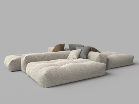 Modern fabric four-seat multi-person sofa