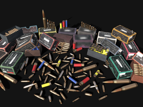 Various types of bullets, bullets, combined weapons, ammunition, military equipment