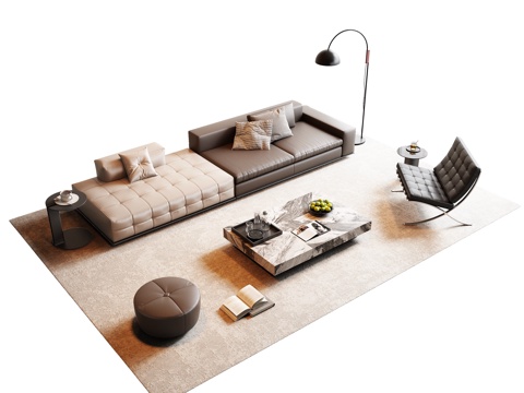 Modern Italian Sofa Coffee Table Combo