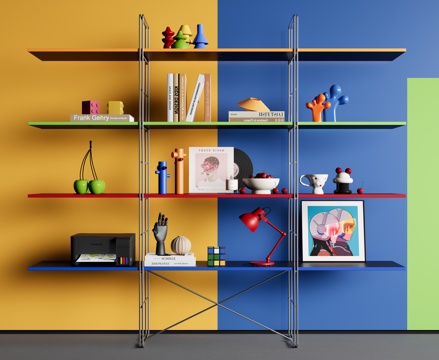 Modern Minimalist Storage Rack Dopamine Decorative Shelf Bookshelf Memphis Bauhaus