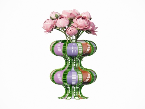 Modern floral flower arrangement desktop ornaments shaped metal vase