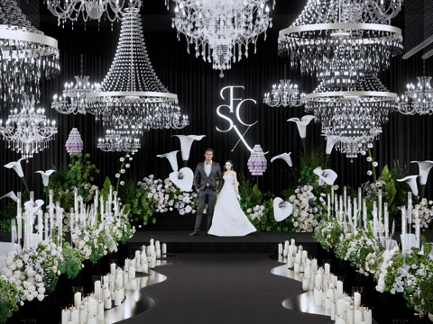 Korean-style show wind Crystal Chandelier ceiling wedding scene