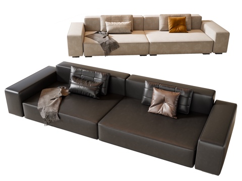 Modern Italian Multiplayer Sofa Leather Sofa