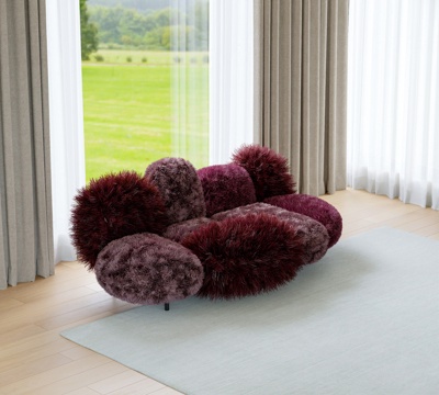 Modern Double Sofa Curved Sofa Shaped Sofa Fluffy Sofa Straight Row Sofa