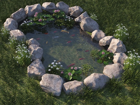 Modern Pool Fish Pond Lotus Pond Ornamental Fish Pond Landscape Pool Stone Waterscape Landscape Stone