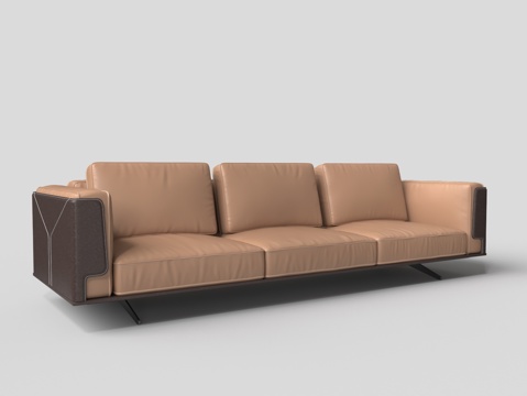 Modern Leather Stitching Multiplayer Sofa