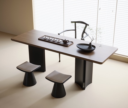 modern tea table and chair stool tea set venetian blinds