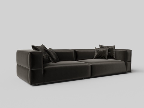 Modern black space fabric polyester fabric multiplayer sofa