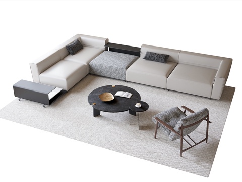 Modern Sofa Coffee Table Combination Multi-person Sofa Lounge Chair Coffee Table