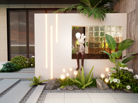 Modern courtyard style landscape wall glass brick landscape wall screen partition fence