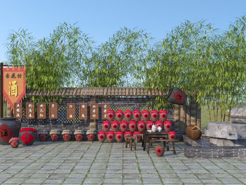 Chinese Wine Culture Rural Courtyard