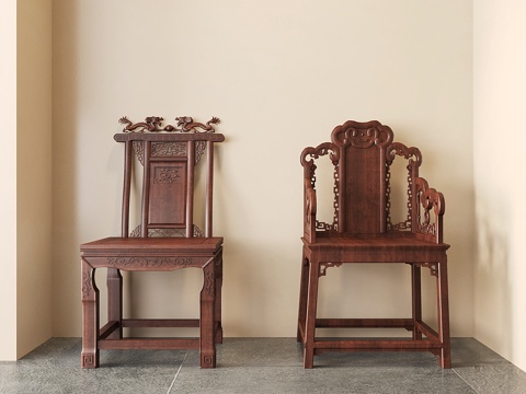 Chinese-style Solid Wood Square Master Chair Carved Chair Ruyi Chair Armchair