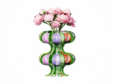 Modern floral flower arrangement desktop ornaments shaped metal vase combination