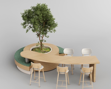 Modern Tree Pool Outdoor Table and Chair