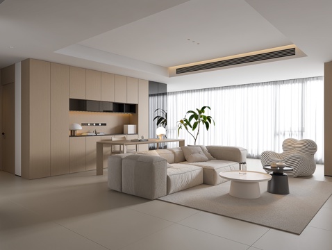 Modern Living Room Large Flat Floor Living Room Log Living Room Cream Style Living Room Modern Sofa Coffee Table Combination