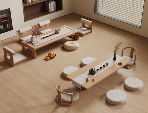 Japanese Tea Table and Chair Combination Futon Tea Set