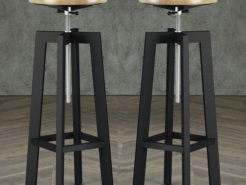 Industrial Style Bar Stool Iron Bar Stool Wooden Bar Stool Round Bar Stool Loft Bar Stool Bar Chair