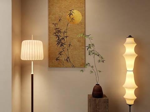 New Chinese floor lamp decorative painting vase