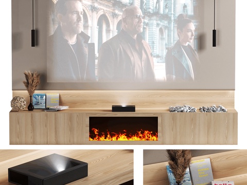 Neo-Chinese Style Xiaomi Laser Projector TV Wall