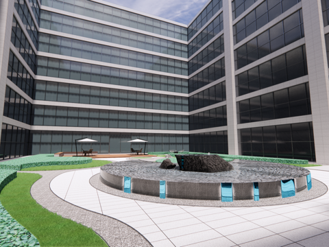 Modern office landscape_atrium landscape_small garden_roof garden