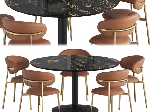 Modern Affordable Luxury Style Round Dining Table and Chair