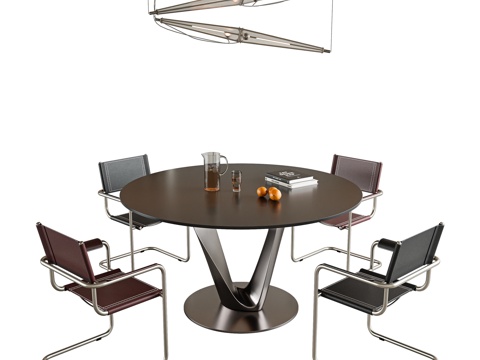 Dining Table and Chair Combination Round Dining Table Four-person Dining Table Metal Dining Table Stainless Steel Dining Chair Chair