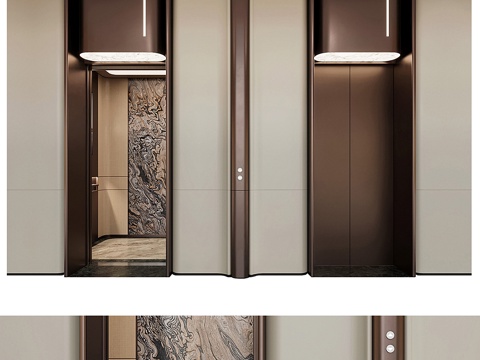 Neo-Chinese Style Affordable Luxury Style Elevator Hall