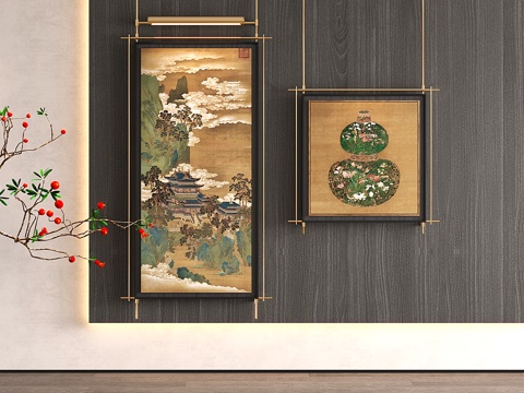 New Chinese Decorative Painting Xianshan Pavilion Drawing Hanging Painting Chinese Style Gourd Vase Drawing Mural Painting