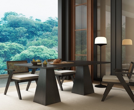 Modern French Middle Dining Table and Chair