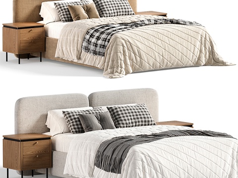 New Chinese Tadao Fabric Double Bed