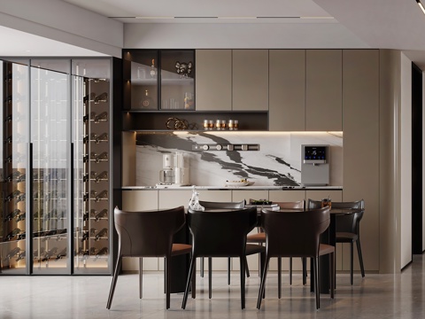 Modern DiningRoom Affordable Luxury Style Restaurant Wine Cabinet Dining Table Italian Modern Living&Dining Room G504