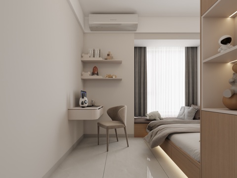 Modern Cream Minimalist Tatami Room