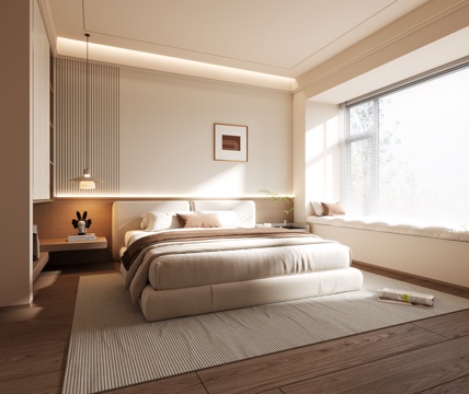 Modern Cream Style Home Bedroom