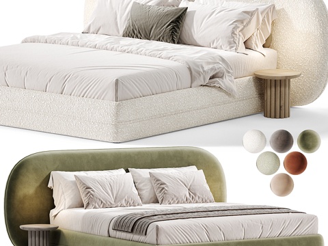 Modern Creamy Bari Area Fabric Double Bed