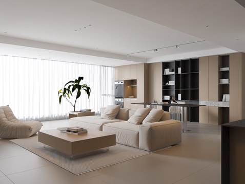 Modern Living Room Large Flat Floor Living Room Log Living Room Cream Style Living Room Modern Sofa Coffee Table Combination