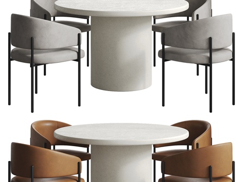 Modern Italian Round Dining Table and Chair