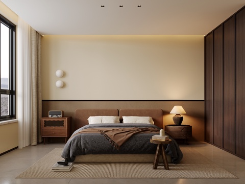 Modern Minimalist Bedroom Italian Bedroom Ancient Bedroom Quiet Bedroom Without Main Light Bedroom