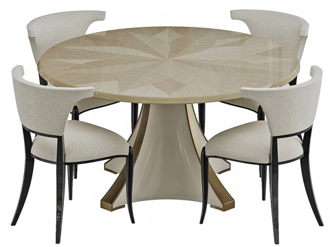 New Chinese Caracole Round Dining Table and Chair