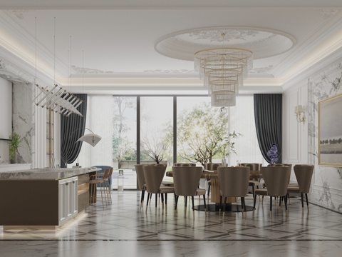 Modern French Villa DiningRoom