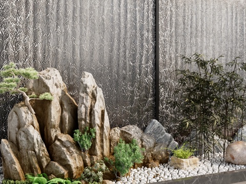 modern waterscape courtyard waterscape rockery