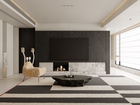 modern black and white gray living room