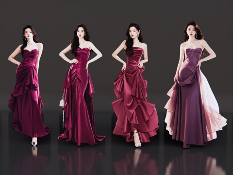 2D modern figure catwalk fashion model evening dress model fashion clothing show