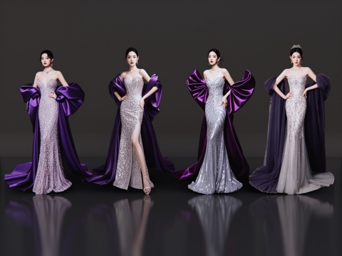 2D modern figure catwalk fashion model evening dress model fashion clothing show