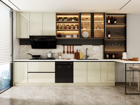 Modern Affordable Luxury Style Cabinet Minimalist Cabinet Kitchen Supplies One-word Cabinet