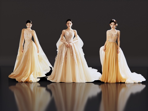 2D modern figure catwalk fashion model evening dress model fashion clothing show