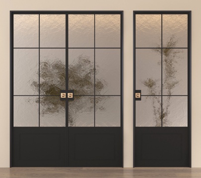 Double-door single-door kitchen and sanitary door glass door