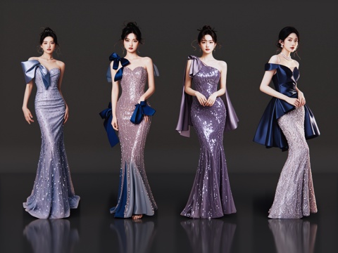 2D modern figure catwalk fashion model evening dress model fashion clothing show