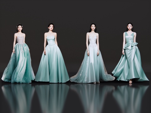 2D modern figure catwalk fashion model evening dress model fashion clothing show