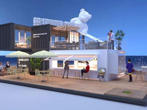 Modern Panda Theme Container Catering Building Bar Milk Tea Shop Cafe Sales Pavilion