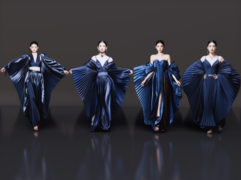 2D modern figure catwalk fashion model evening dress model fashion clothing show